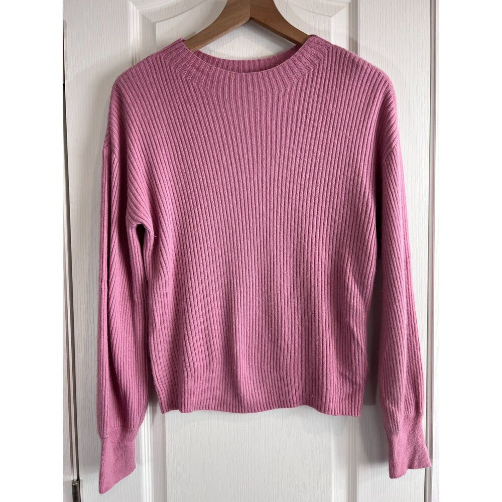 Gianni Bini Women's Pink Ribbed Sweater Nylon Viscose Wool Angora Size M